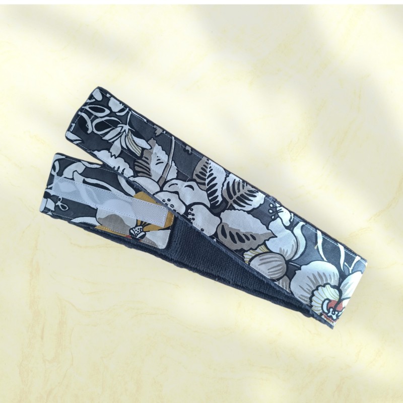 Bandeaux grosses fleurs grises