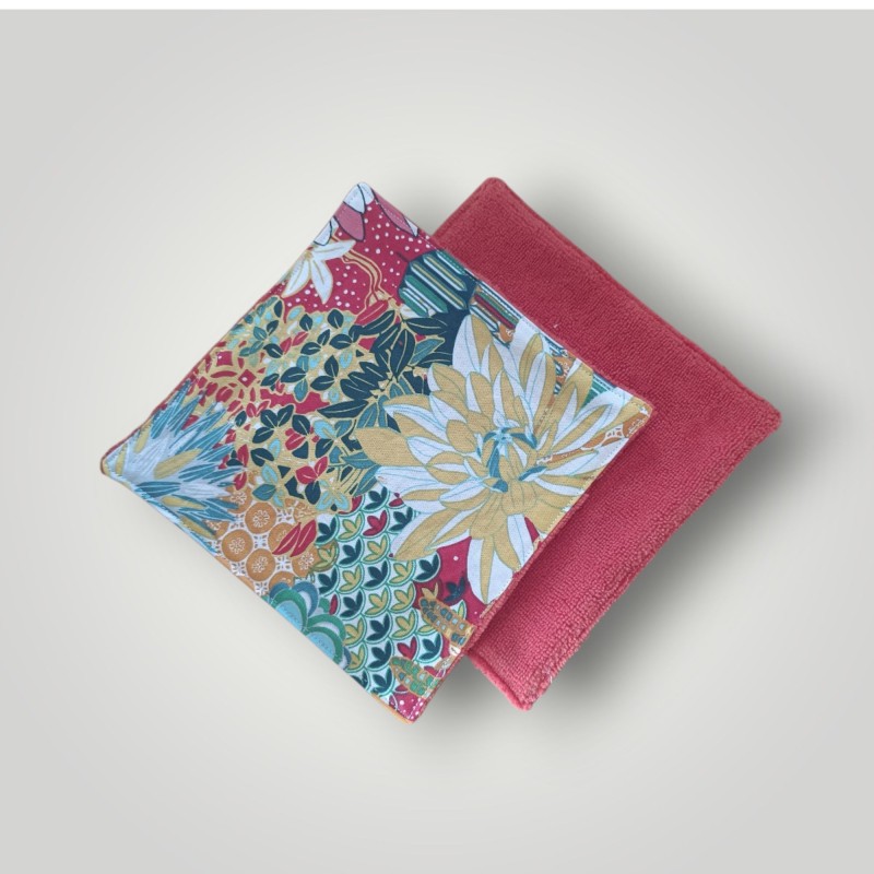 Mini serviette visage grosses fleurs coloré brique