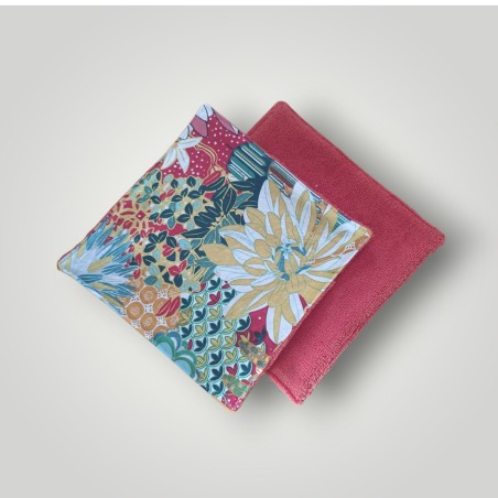 Mini serviette visage grosses fleurs coloré brique