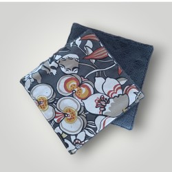 Mini serviette visage grosses fleurs grises